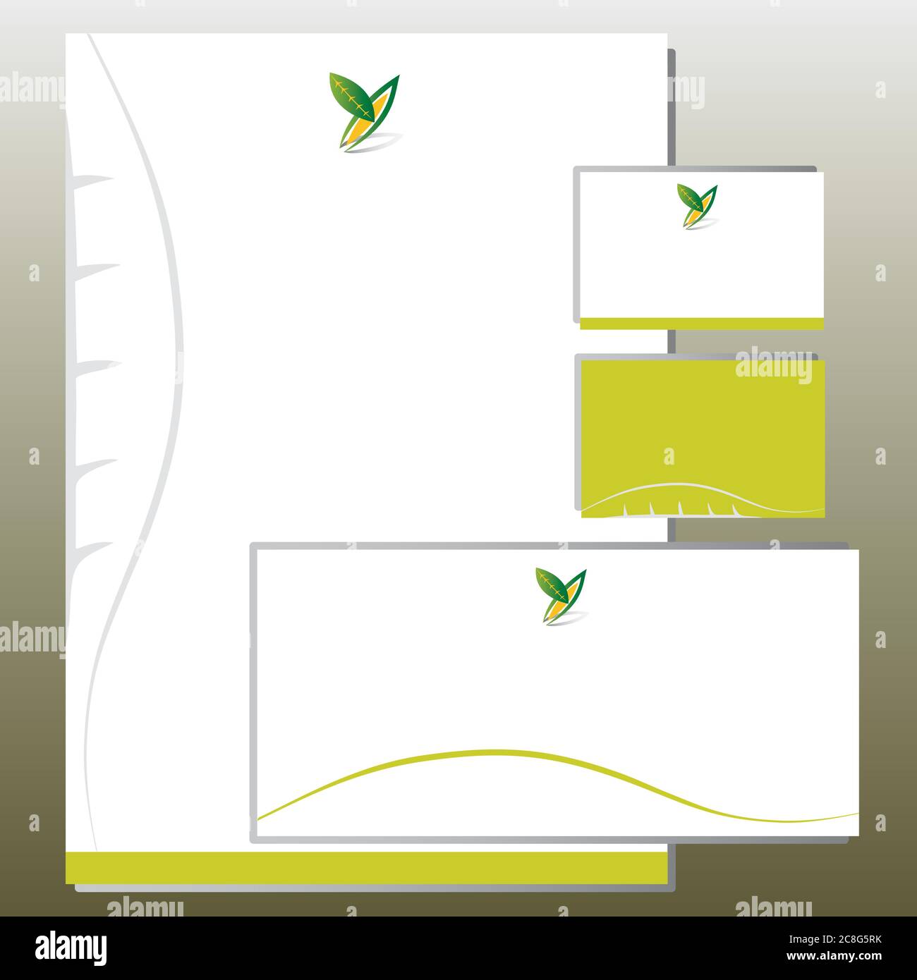 Set di identità aziendale - Foliage a Y lettera - Colori verdi Illustrazione Vettoriale
