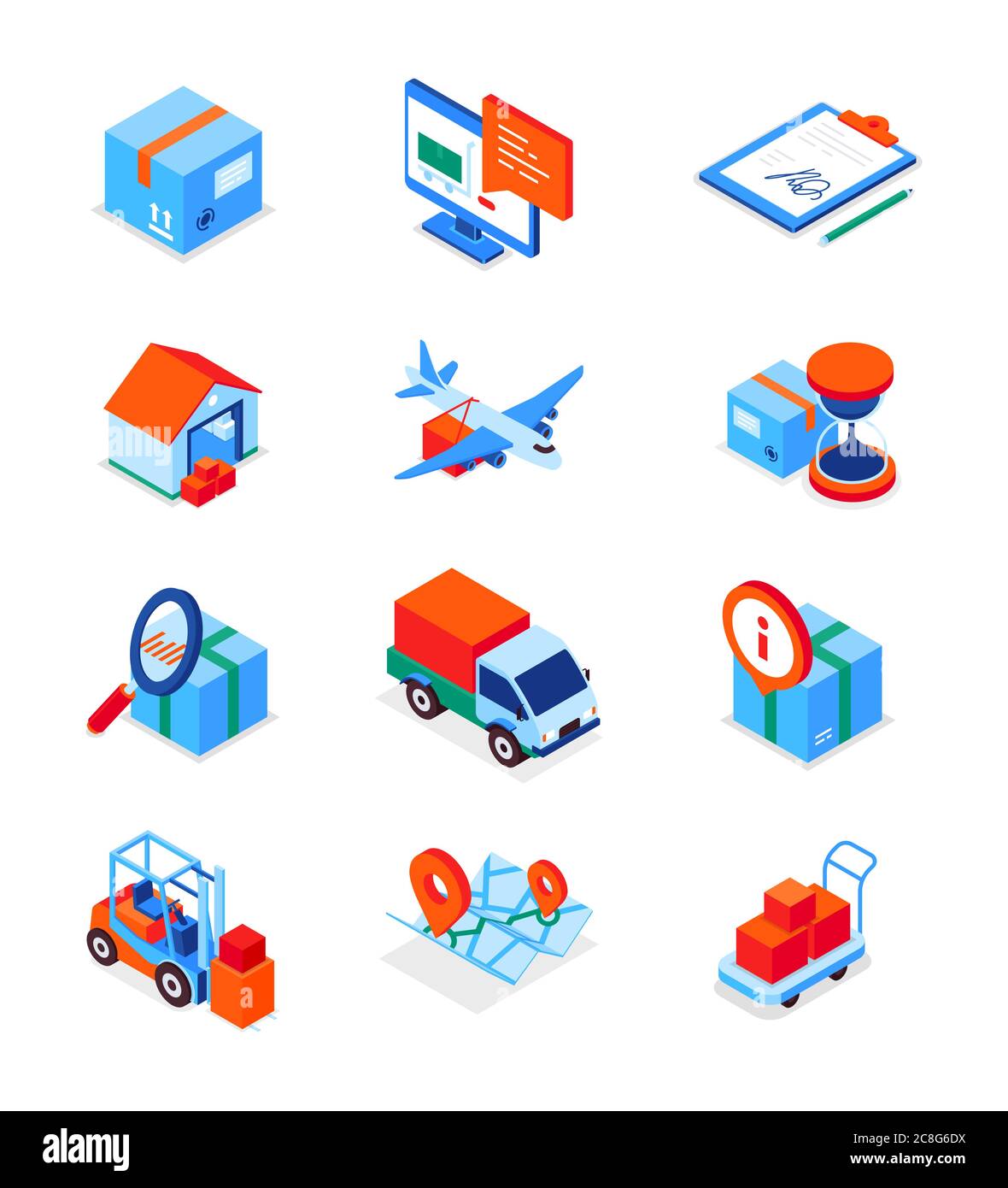 Trasporti e logistica - Set di icone isometriche moderne Illustrazione Vettoriale