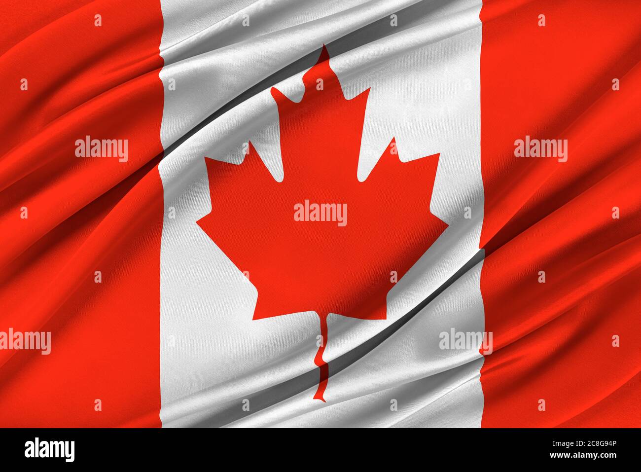 Bandiera canadese colorata che sventola nel vento. Foto Stock
