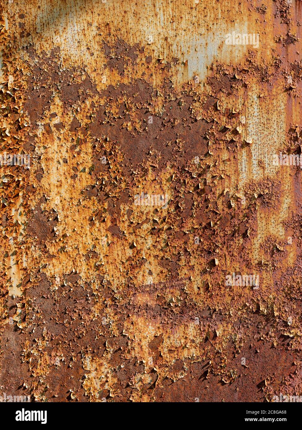 Vernice spellante arrugginita parete metallica dell'edificio industriale, Pennsylvania, Stati Uniti Foto Stock