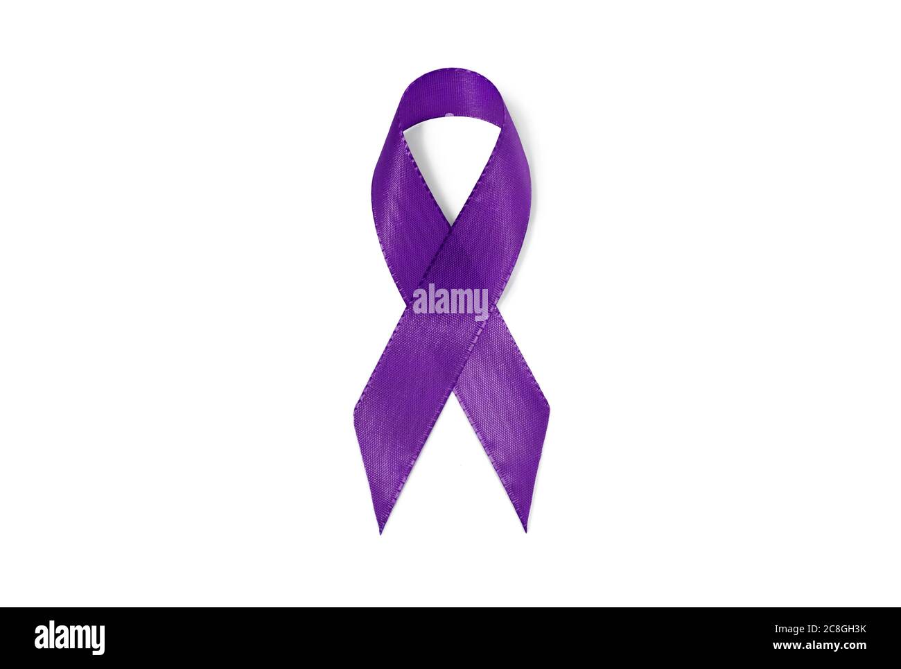 Simbolo immagine consapevolezza nastro viola, nastro, segno di solidarietà, morbo di Alzheimer, morbo di Crohn, epilessia, cancro pancreatico Foto Stock