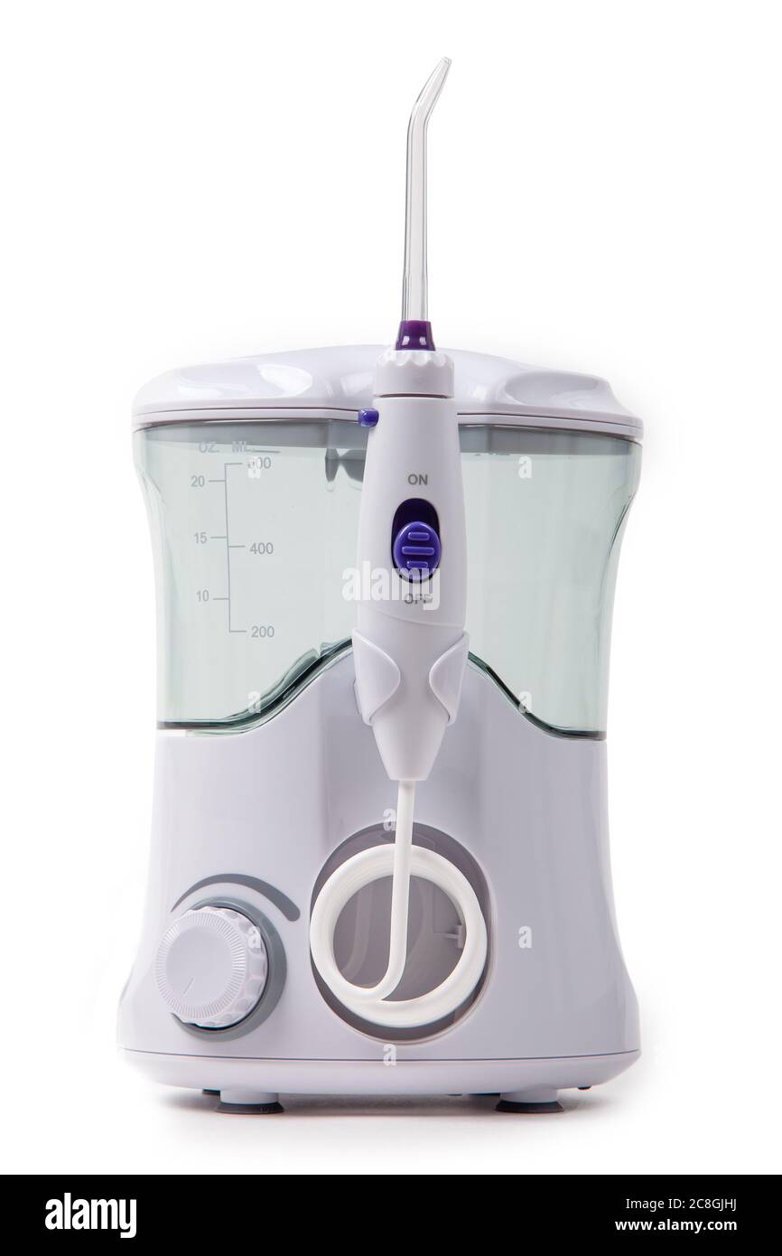 irrigatore orale dentale isolato su sfondo bianco Foto Stock