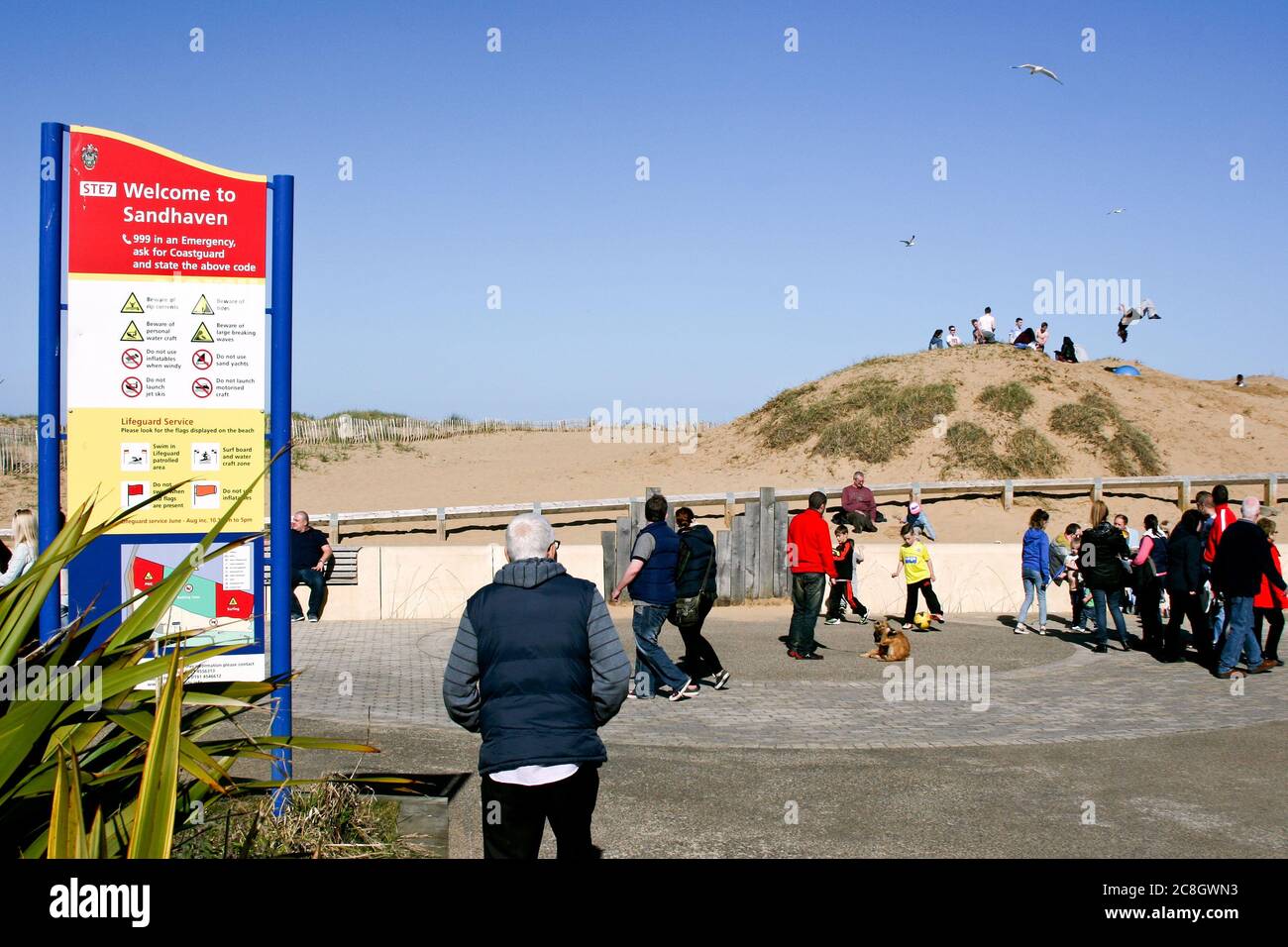 Osservazioni sulla spiaggia, spiaggia di Sandhaven, South Shields Foto Stock