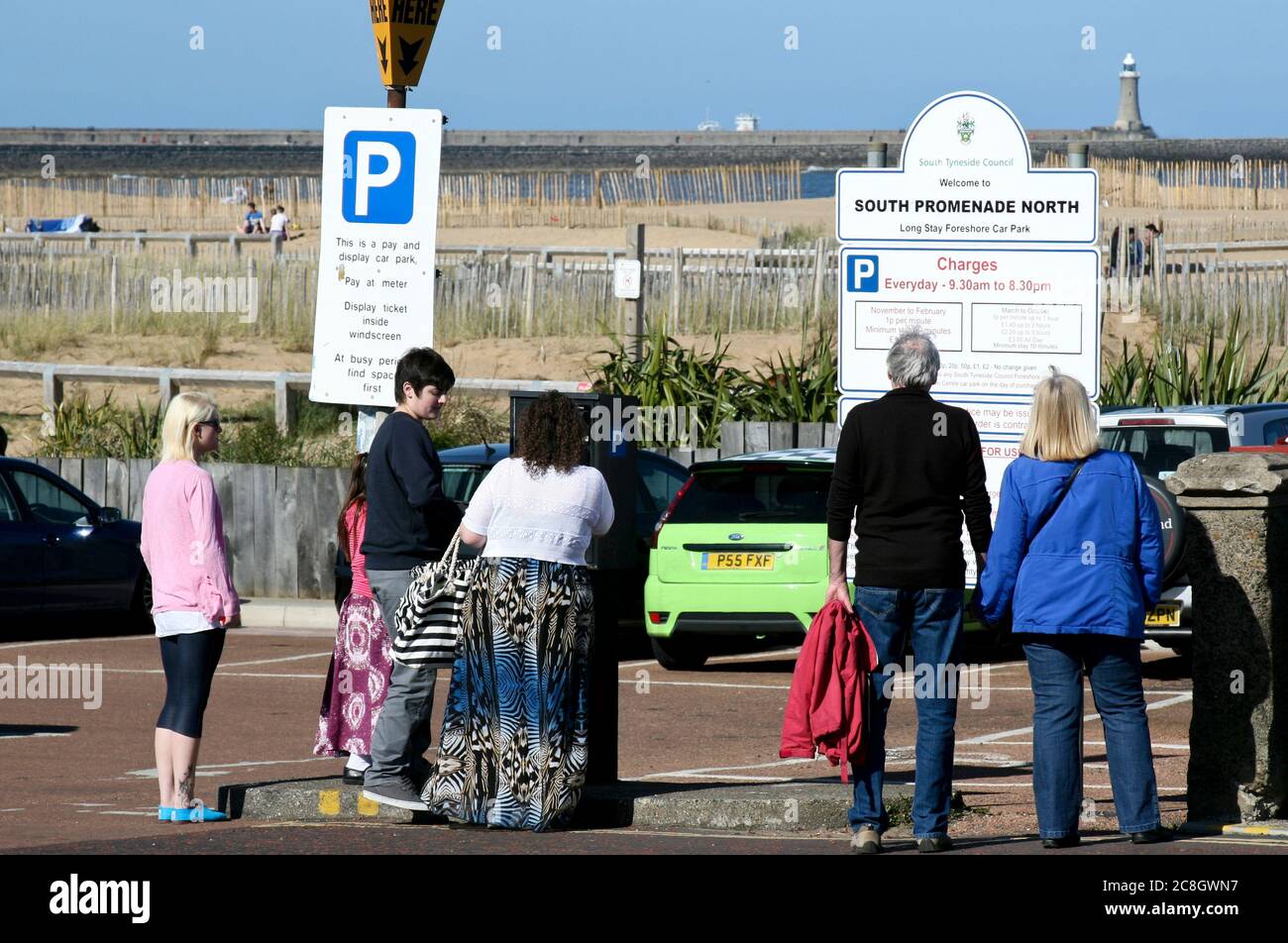 Parcheggio a pagamento South Promenade, South Shields Foto Stock