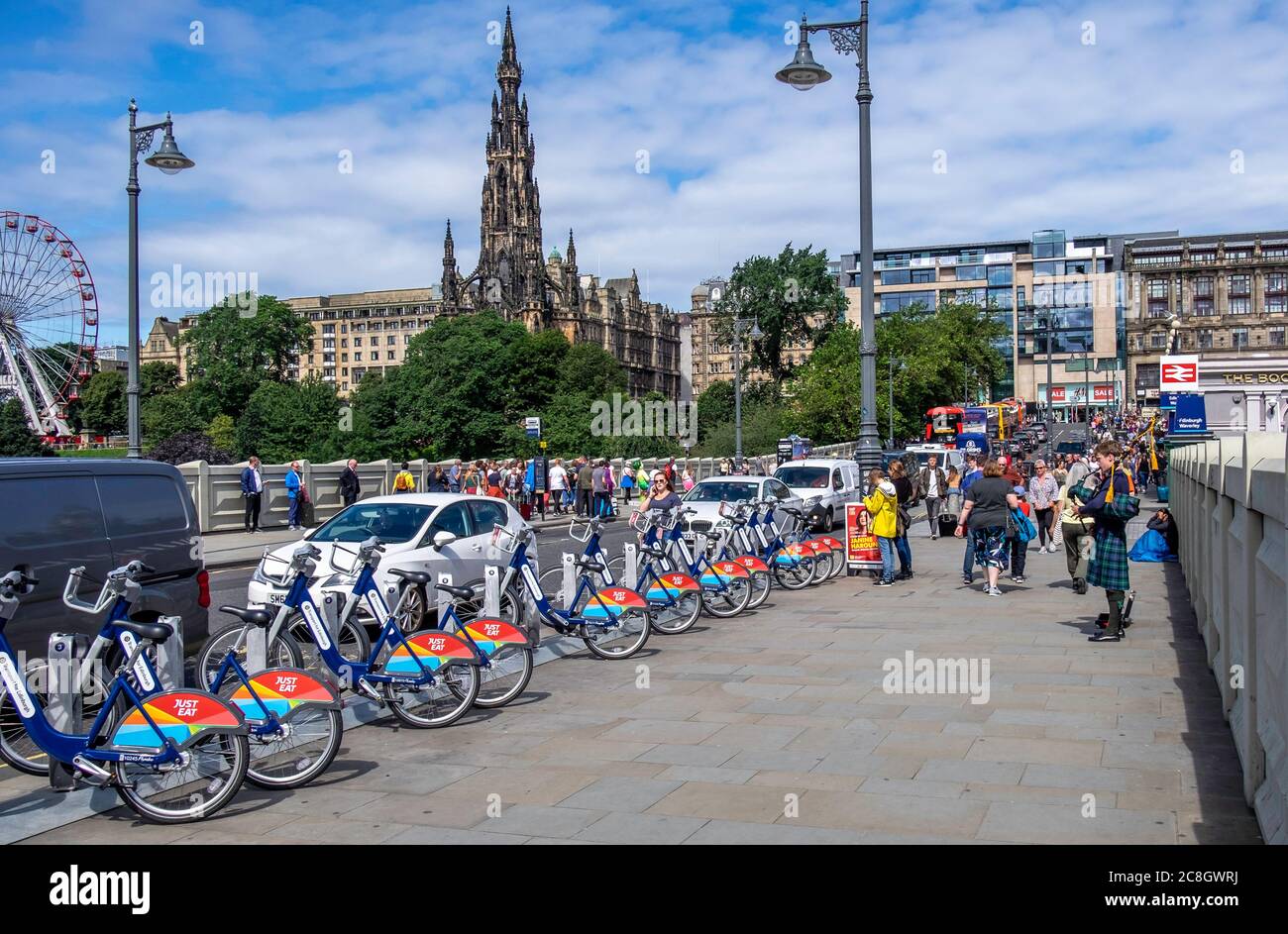 La Waverley Bridge, Edimburgo Foto Stock