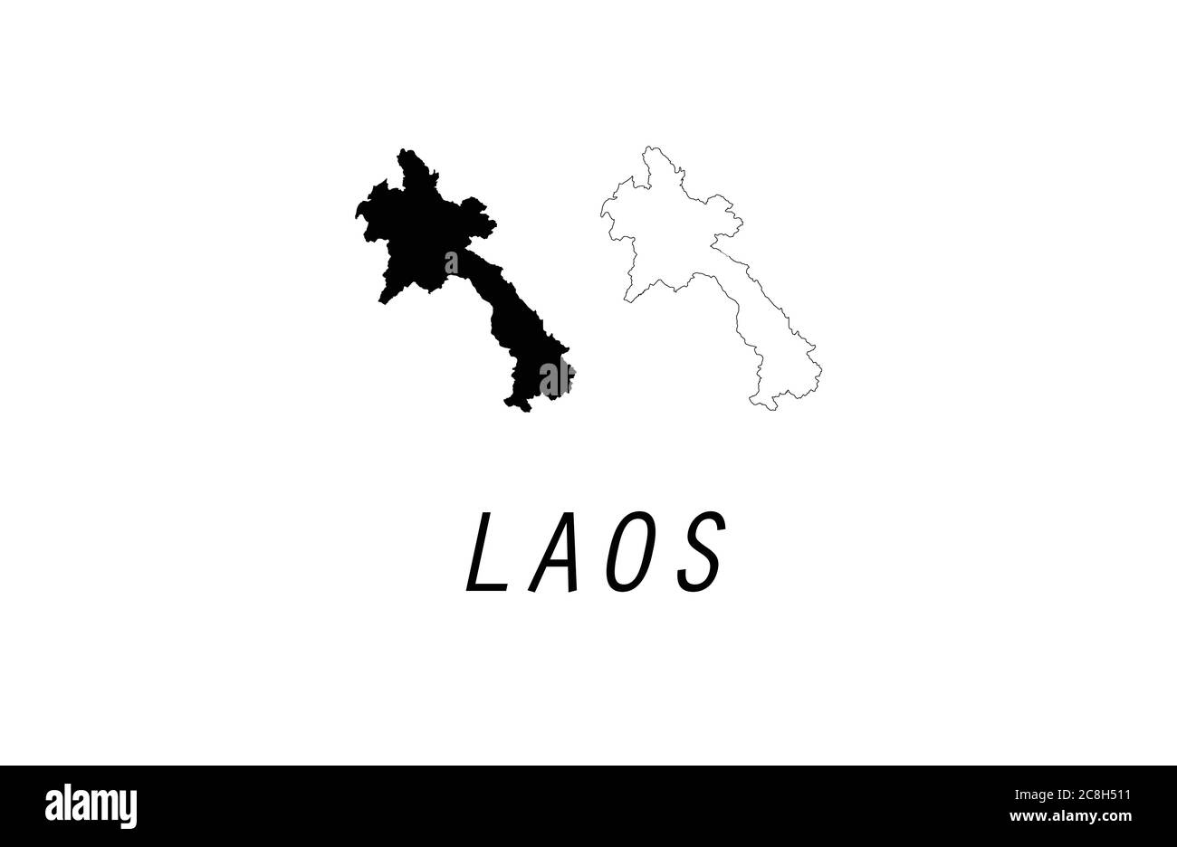 Illustrazione vettoriale del contorno della mappa Laos Illustrazione Vettoriale