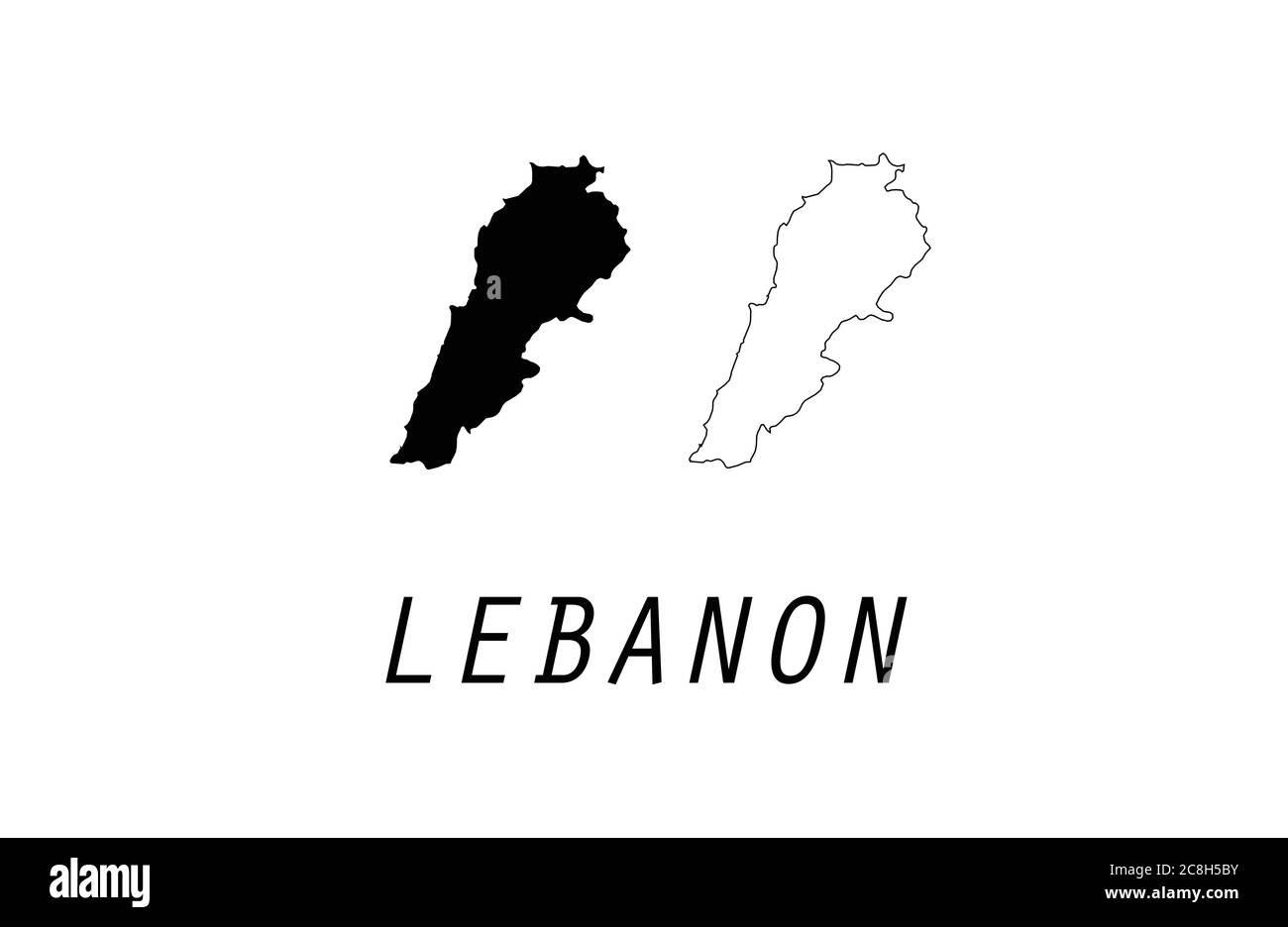 Illustrazione vettoriale del profilo della mappa del Libano Illustrazione Vettoriale