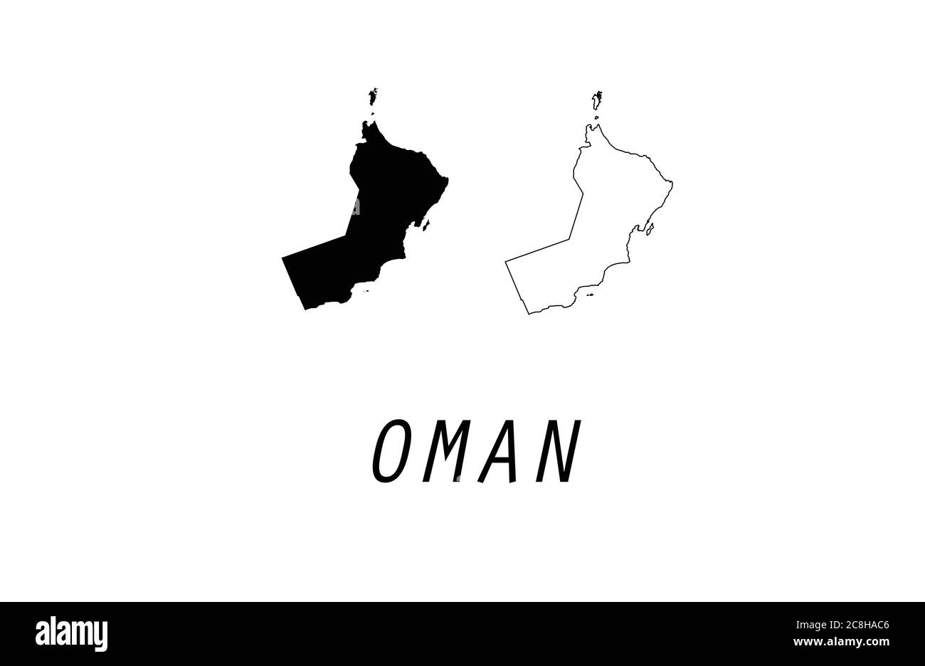 Illustrazione vettoriale del contorno della mappa Oman Illustrazione Vettoriale