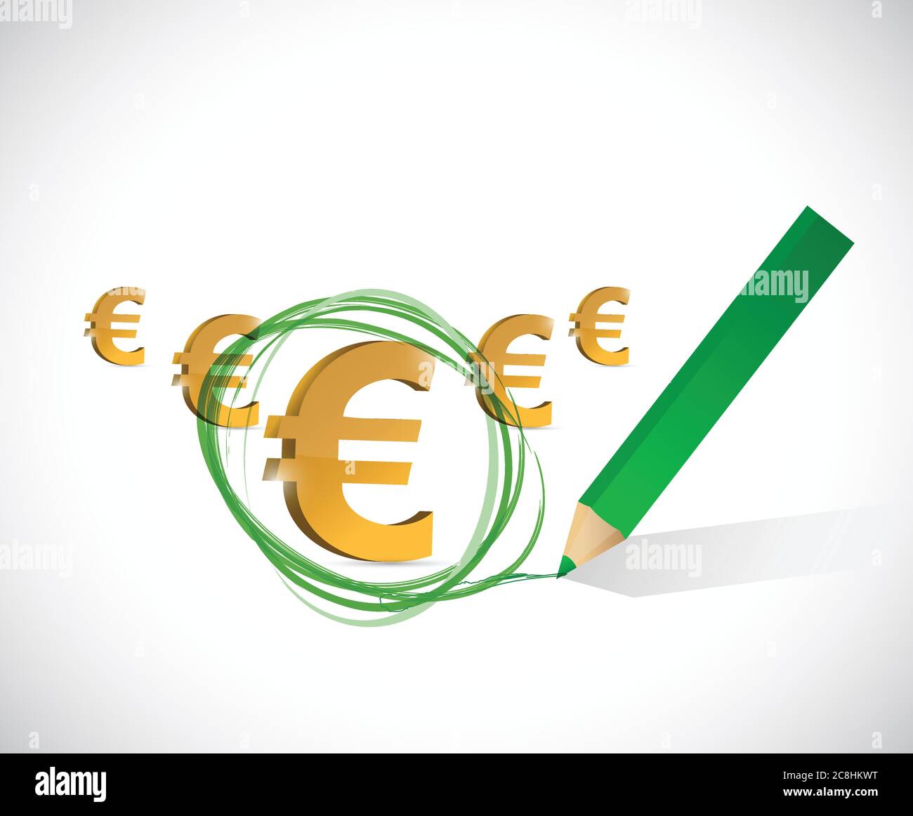 Selezione di valuta dell'euro. Disegno di illustrazione di concetto di profitti grandi sopra bianco Illustrazione Vettoriale