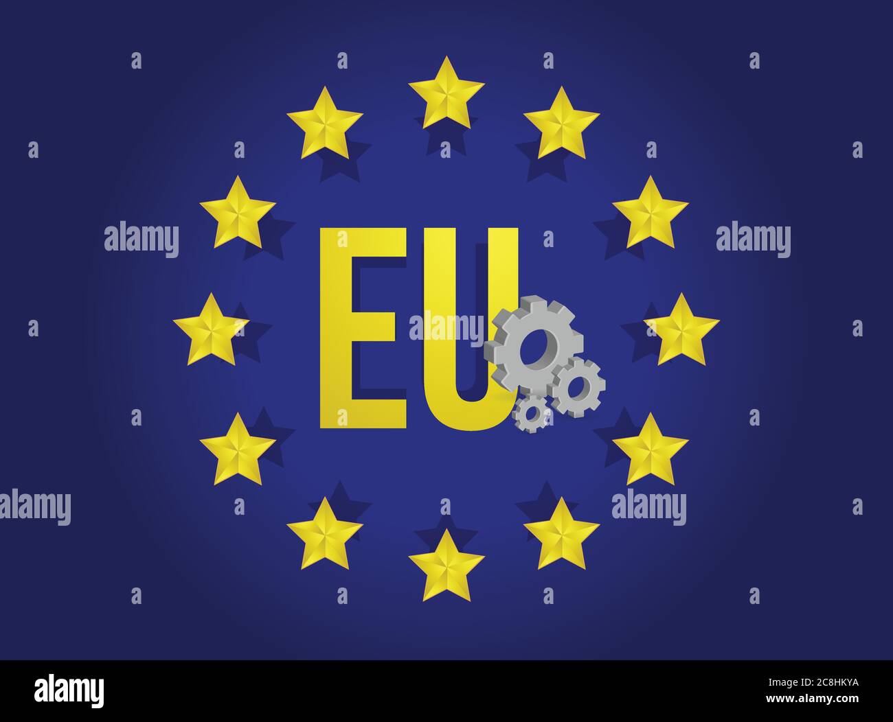 Quadro di disegno dell'illustrazione della bandiera industriale dell'Unione europea Illustrazione Vettoriale