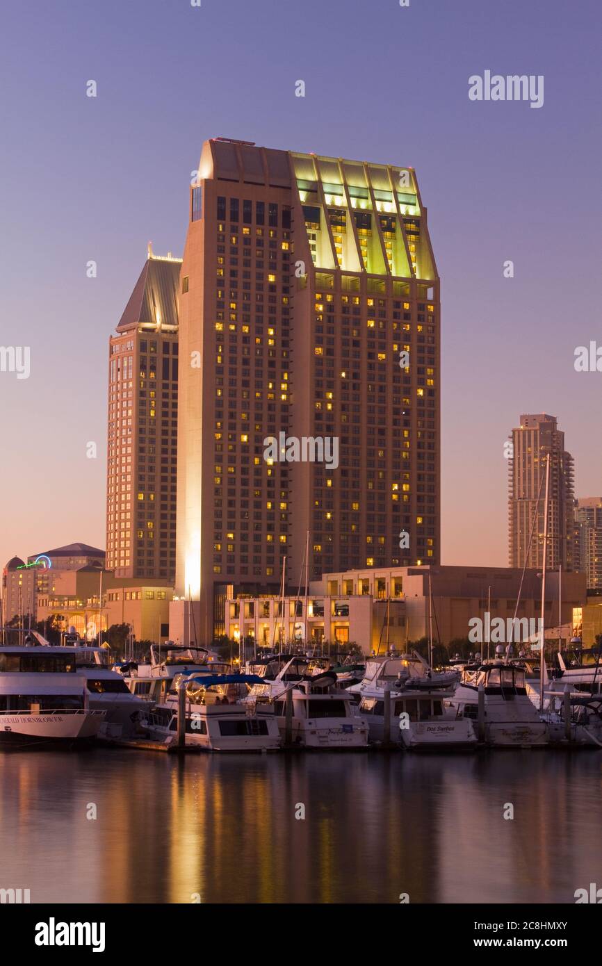 Hyatt Hotel & Embarcadero Marina, San Diego, California, Stati Uniti Foto Stock