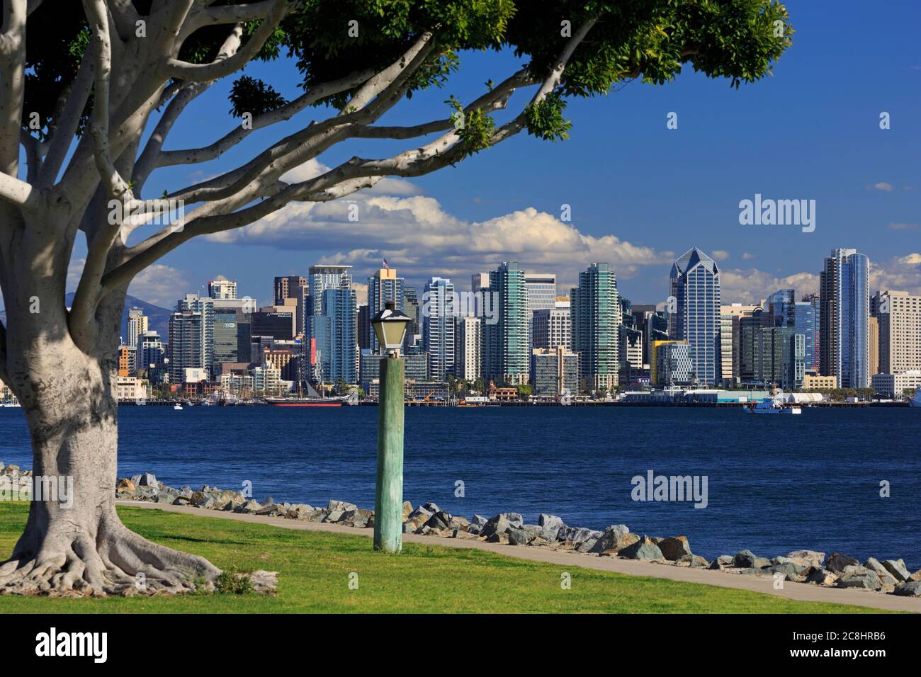 Skyline di Shelter Island, San Diego, California, Stati Uniti d'America Foto Stock