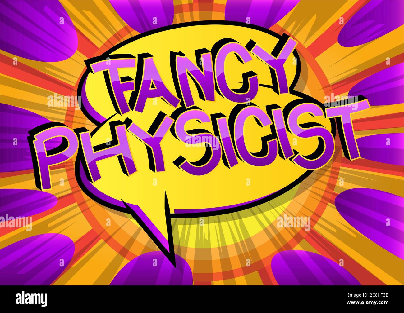 Fancy Physicist Comic libro stile cartoon parole. Illustrazione Vettoriale