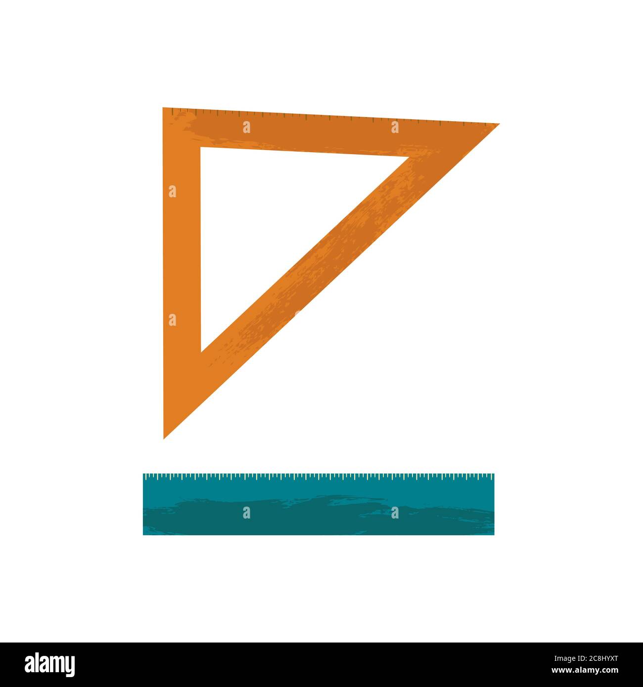 Strumenti scolastici, righelli illustrazione vettoriale in stile cartoni animati con texture. Righello strumento per metro e righello strumenti centimetro e millimetro s. Illustrazione Vettoriale