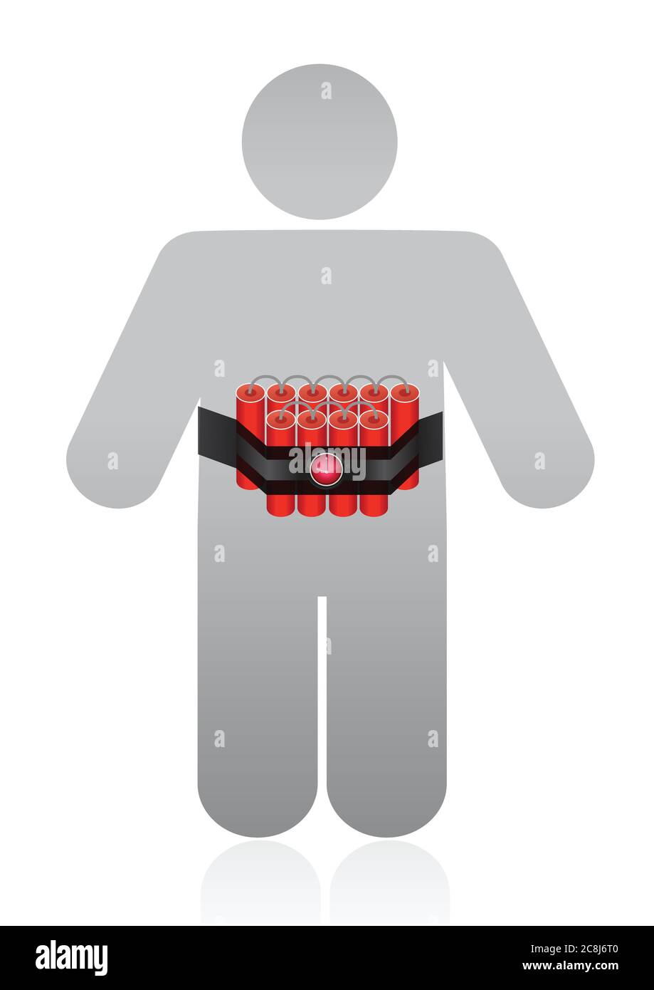 Disegno di illustrazione del terrorista su uno sfondo bianco Illustrazione Vettoriale