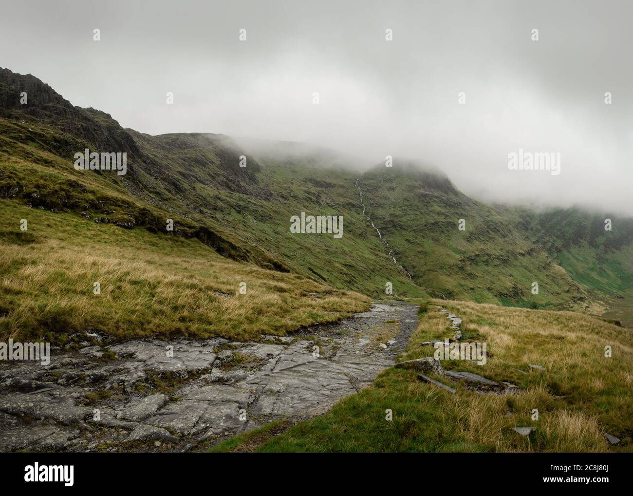 Paesaggio roccioso delle montagne di Snowdonia, Galles, Regno Unito Foto Stock
