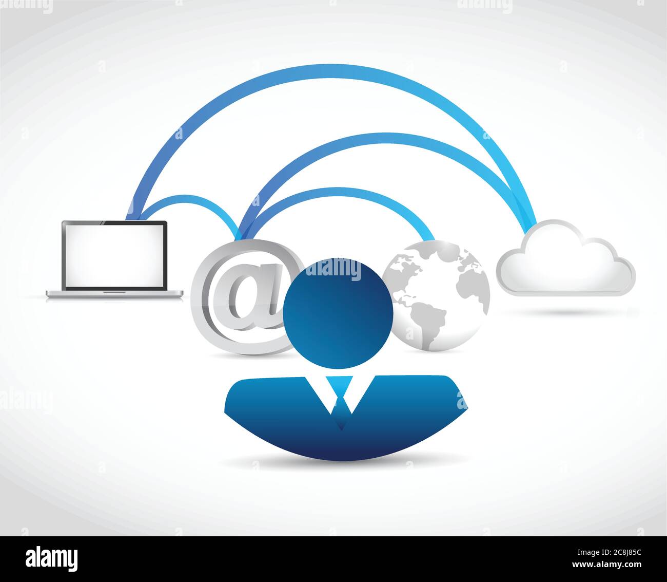 Design dell'illustrazione del concetto di business on the move su sfondo bianco Illustrazione Vettoriale