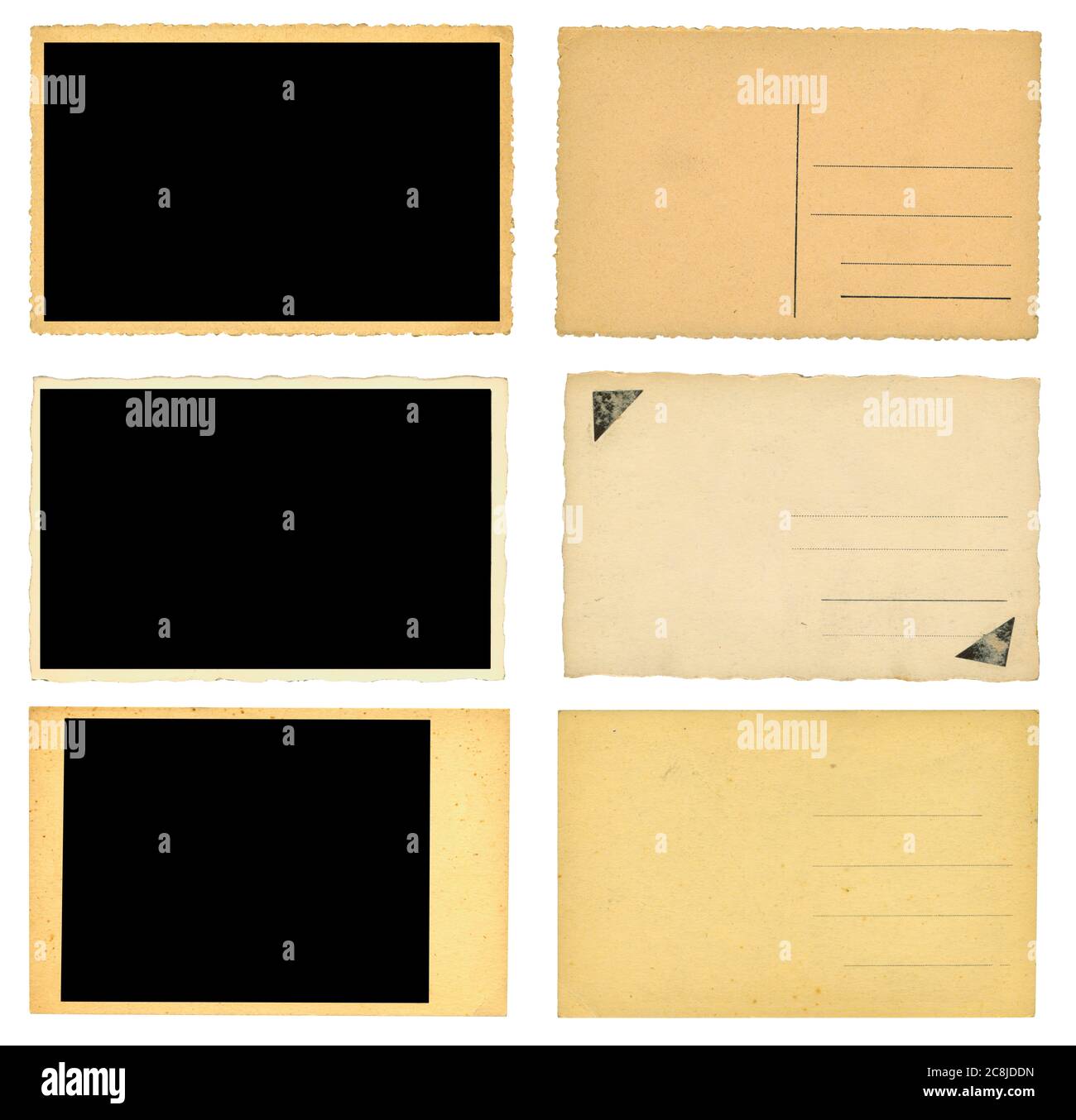 Stampe fotografiche vintage vuote, cornici vuote, oggetti vecchi e grugnosi, con spazio per foto e copia Foto Stock