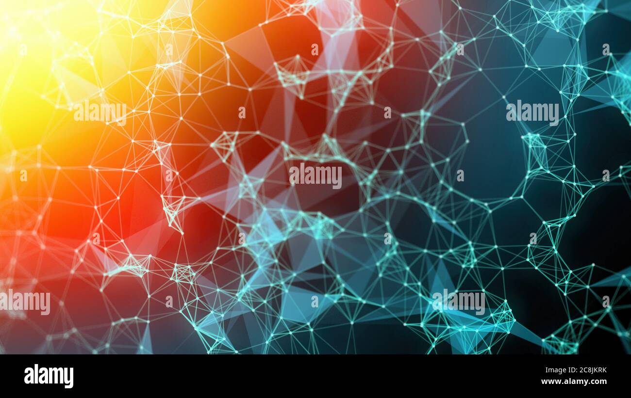 Sfondo poligonale futuristico. Triangolare. Sfondo. Astratto spazio poligonale basso sfondo poly scuro con punti e linee di collegamento. Connessione s Foto Stock