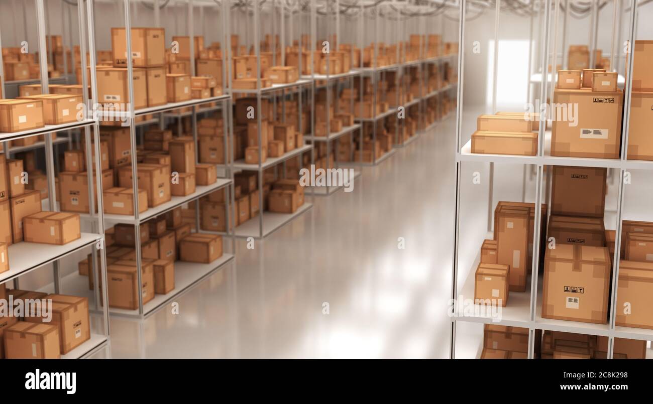 Warehouse and Door - rendering 3D Foto Stock