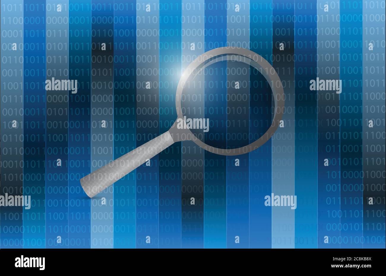 Ingrandire il vetro e la grafica binaria del disegno Illustrazione Vettoriale
