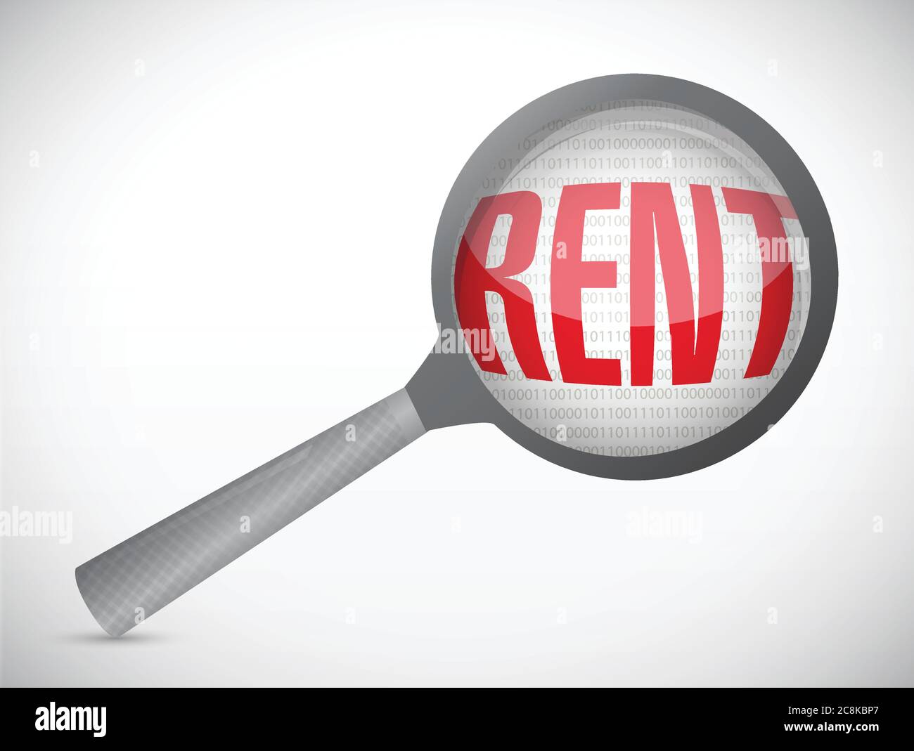 Affitto sotto Ingrandisci disegno di illustrazione di ricerca su uno sfondo bianco Illustrazione Vettoriale