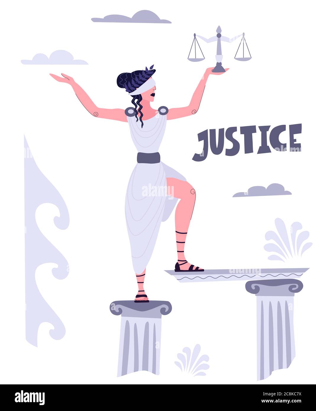 Giustizia Dea Themis. Simbolo di diritto e giustizia. Una spada di giustizia Illustrazione Vettoriale