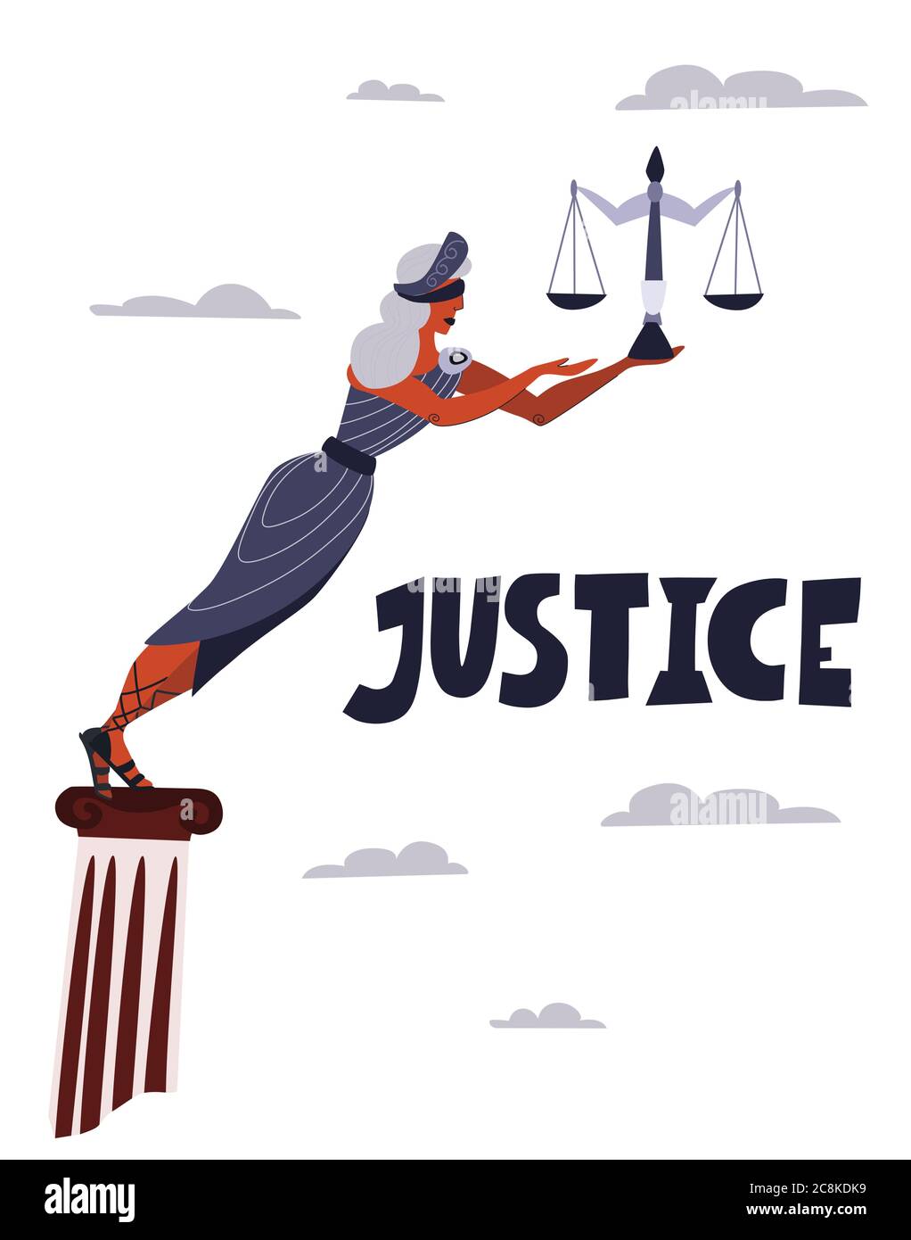 Giustizia Dea Themis. Simbolo di diritto e giustizia. Una spada di giustizia Illustrazione Vettoriale