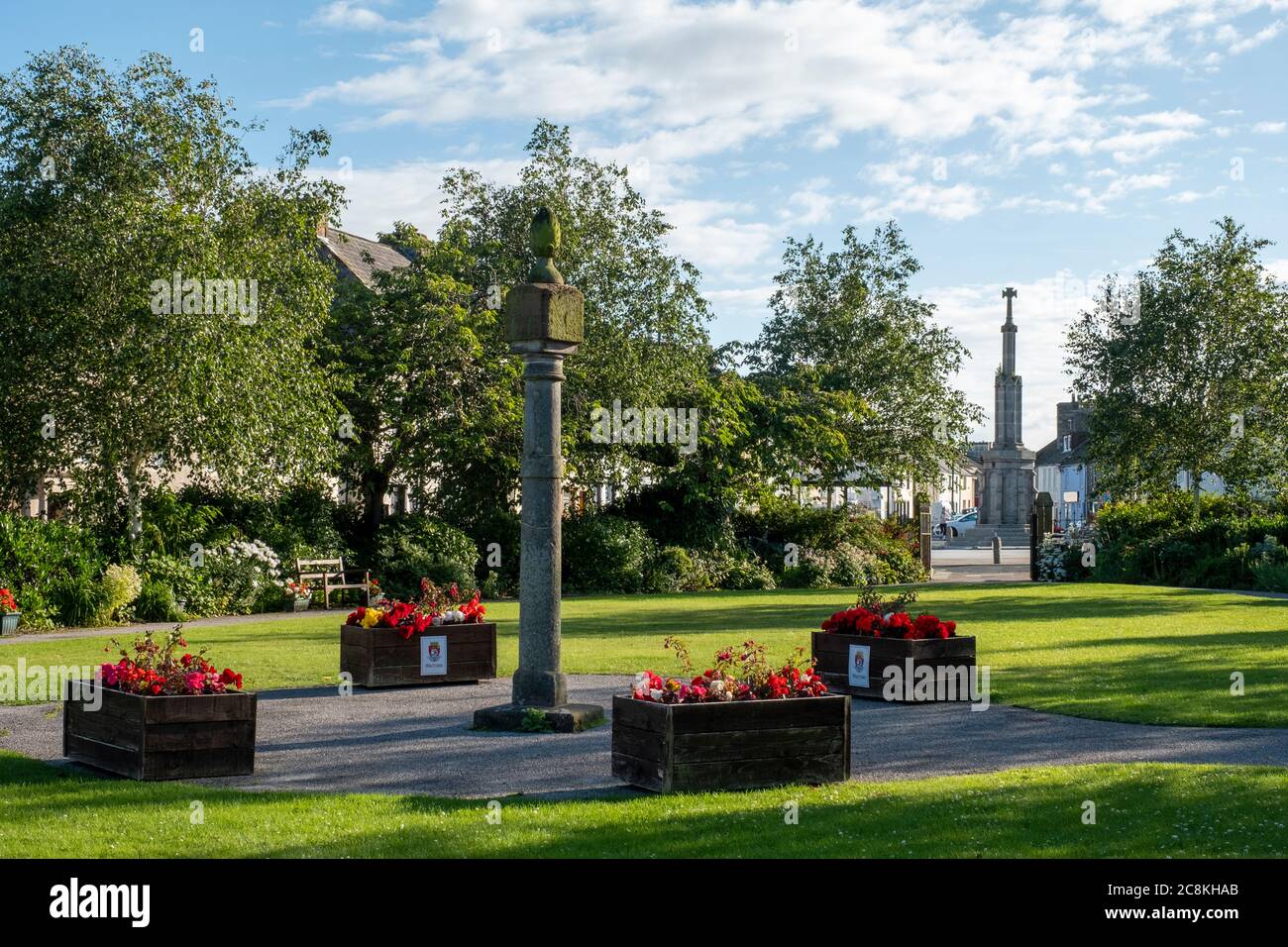 Giardini del centro di Wigtown, Main Street, Wigtown, Dumfries & Galloway, Scozia. Foto Stock
