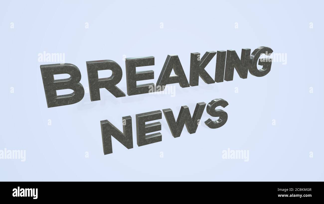 Illustrazione 3D di uno schermo televisivo di notizie su sfondo bianco Foto Stock