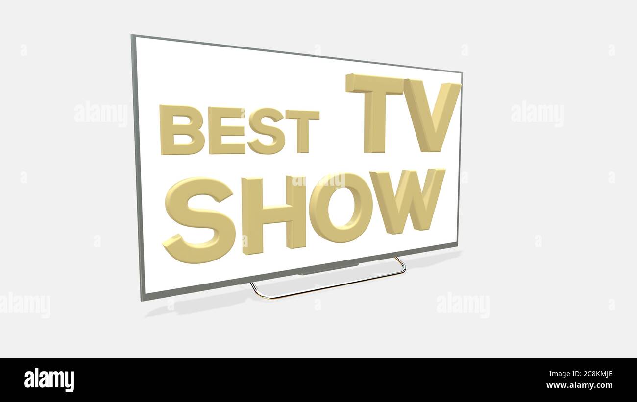 Illustrazione del design del migliore emblema della TV su sfondo bianco Foto Stock