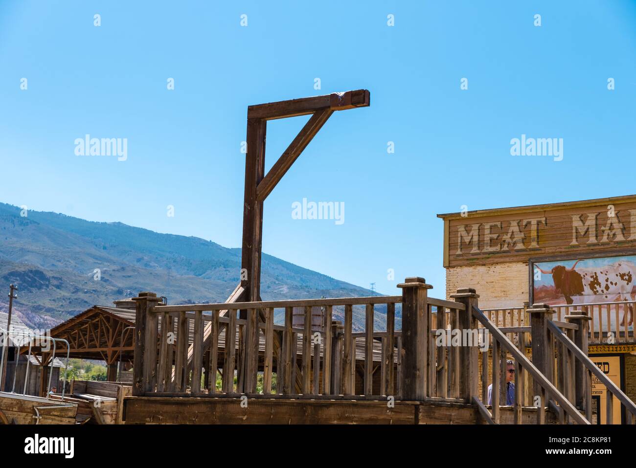 gallow in una vecchia città americana occidentale Foto Stock