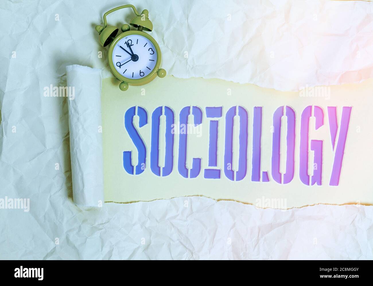 Scrittura a mano di testo Sociologia. Analisi scientifica fotografica concettuale di un'istituzione sociale come un tutto funzionante laminato strappato cartone lacerato p Foto Stock