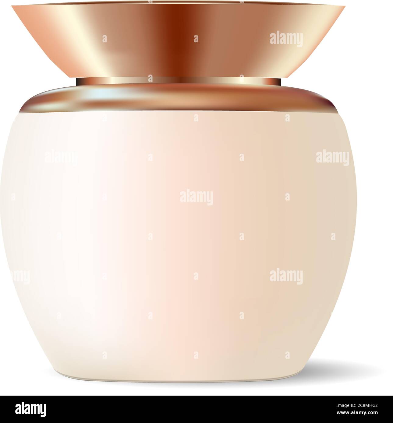 Maschera cosmetica crema vaso mock up. Lattina con coperchio dorato per l'assunzione, pomata, crema, sale, polvere. Illustrazione del vettore HQ. EPS10. Illustrazione Vettoriale