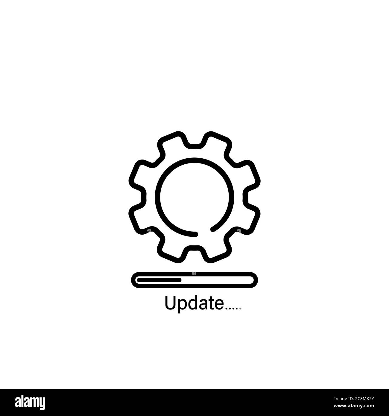 Icona della linea di sistema di aggiornamento. Sviluppo di nuove applicazioni per sistemi operativi, SYNC, mobile e desktop. Vettore su sfondo bianco isolato. EPS 10 Illustrazione Vettoriale