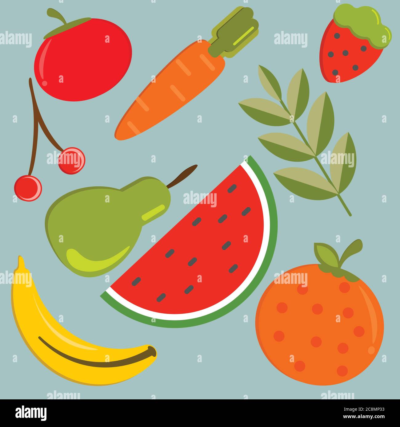 Frutta e verdura design piatto Vector Illustrazione Vettoriale