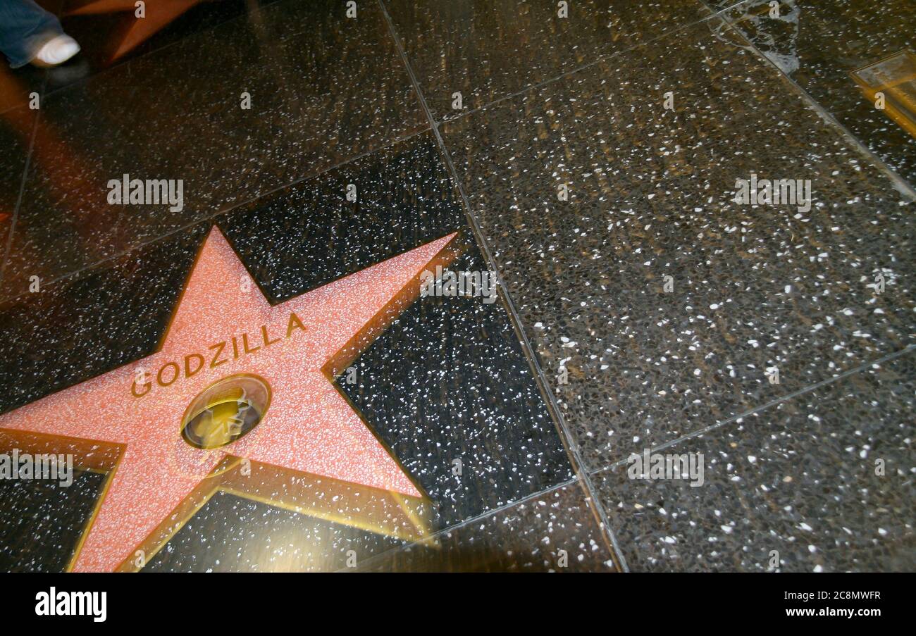 Hollywood Walk of Fame Star per Godzilla Foto Stock