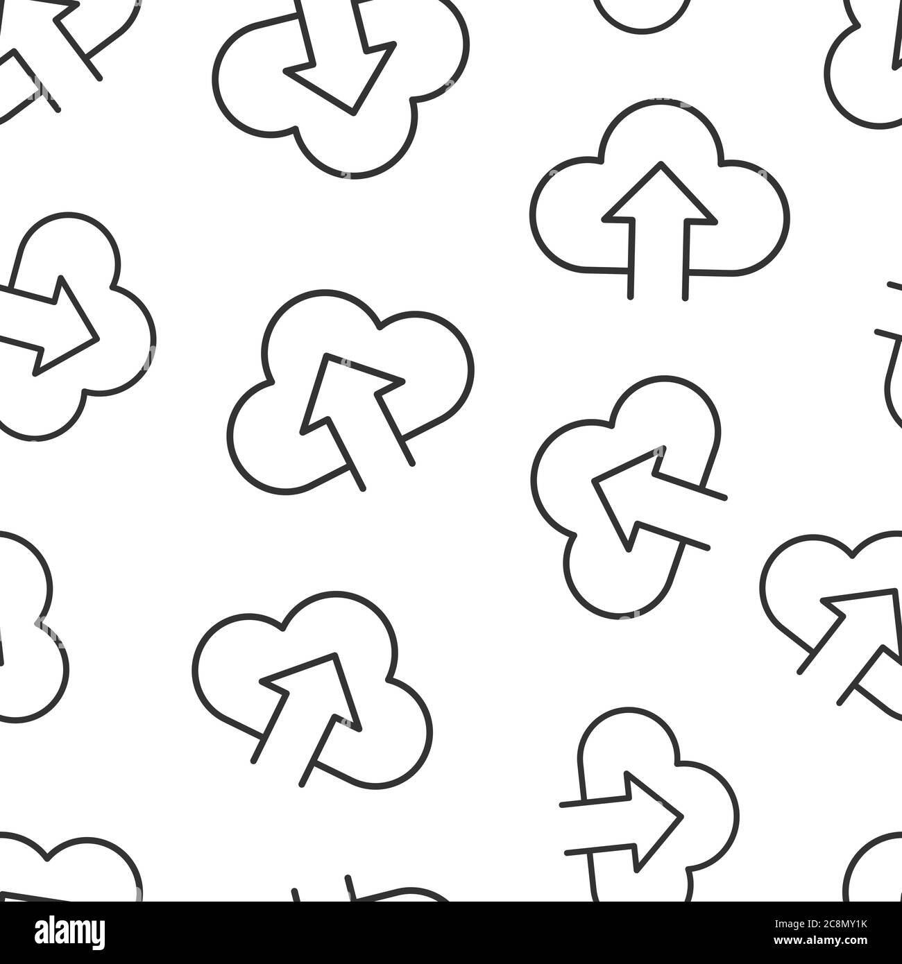 Icona del servizio digitale in stile piatto. Illustrazione vettoriale cloud di rete su sfondo bianco isolato. Computer Technology Conc. Aziendale con pattern senza soluzione di continuità Illustrazione Vettoriale