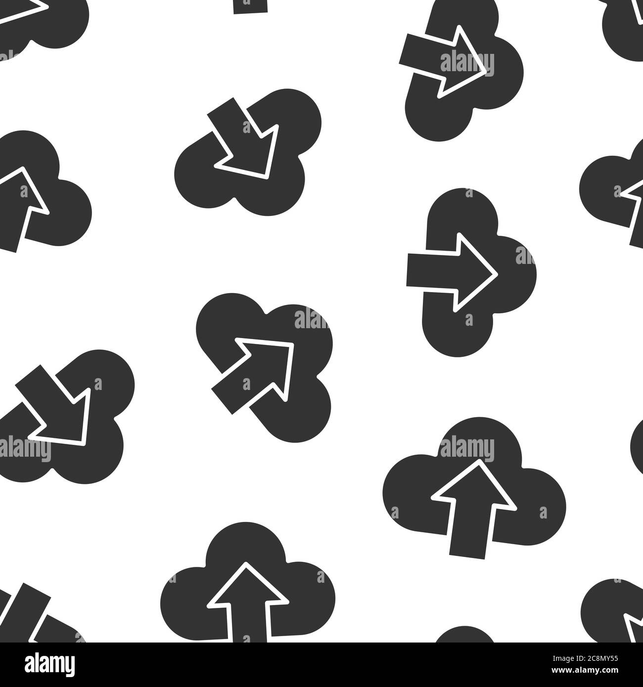 Icona del servizio digitale in stile piatto. Illustrazione vettoriale cloud di rete su sfondo bianco isolato. Computer Technology Conc. Aziendale con pattern senza soluzione di continuità Illustrazione Vettoriale