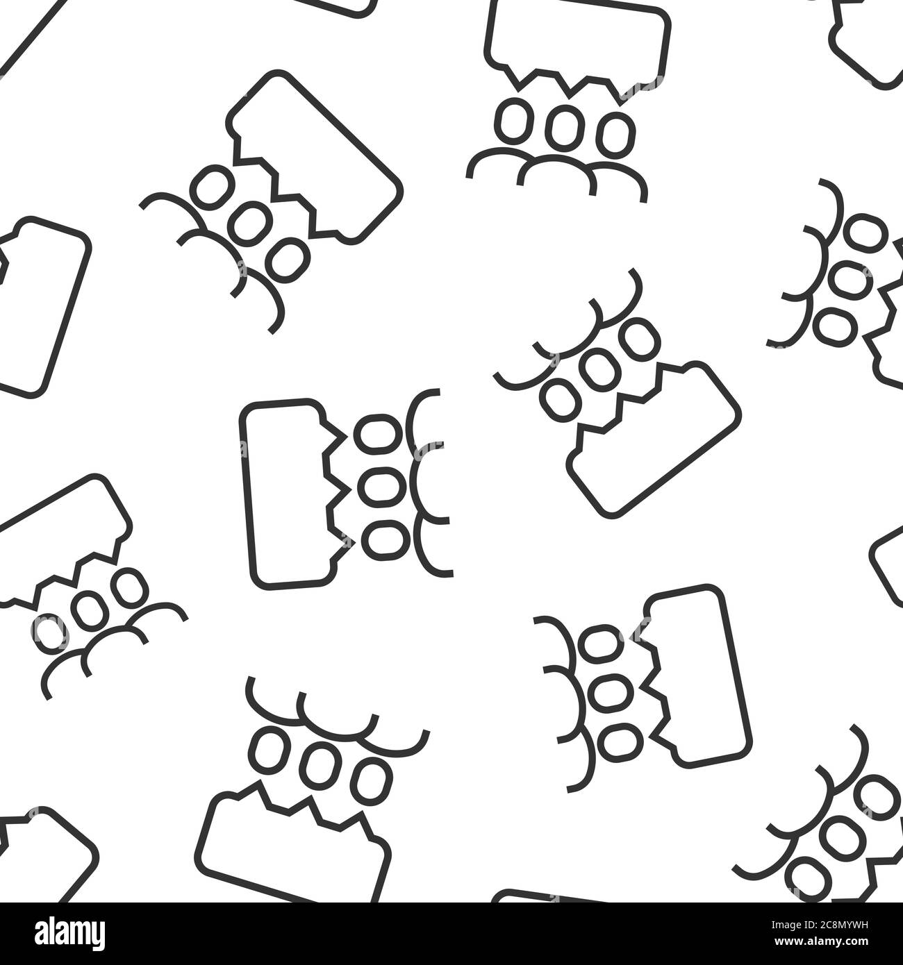 Persone con l'icona della bolla del parlato in stile piatto. Illustrazione vettoriale della chat su sfondo bianco isolato. Concetto aziendale di modello senza interruzioni per il dialogo con gli altoparlanti. Illustrazione Vettoriale