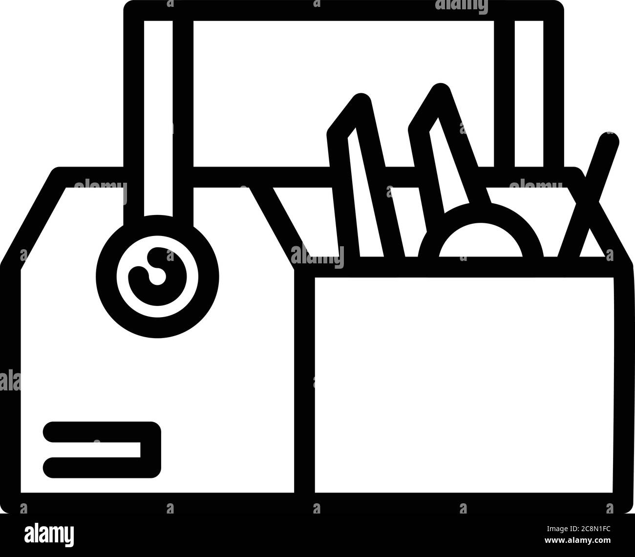 Carpenter tool box icona in stile contorno Illustrazione Vettoriale