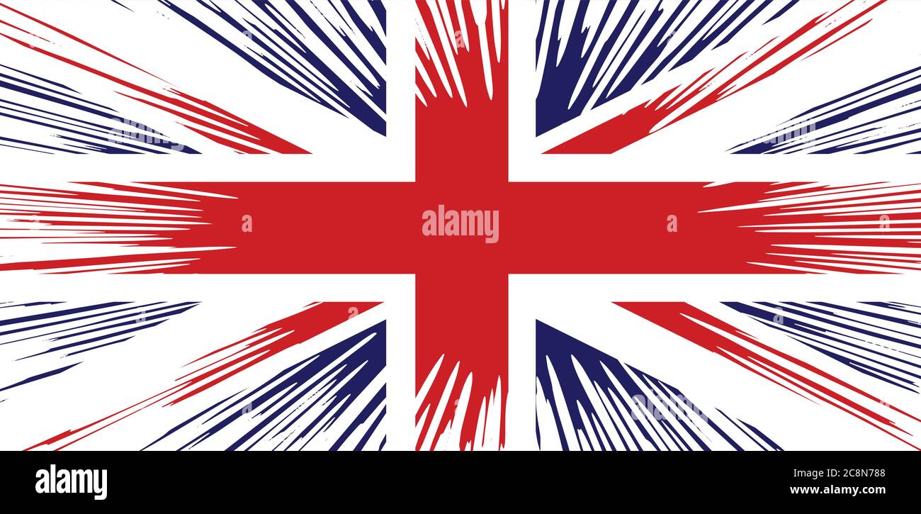 Bandiera di Union Jack della Gran Bretagna con lampo bianco Illustrazione Vettoriale