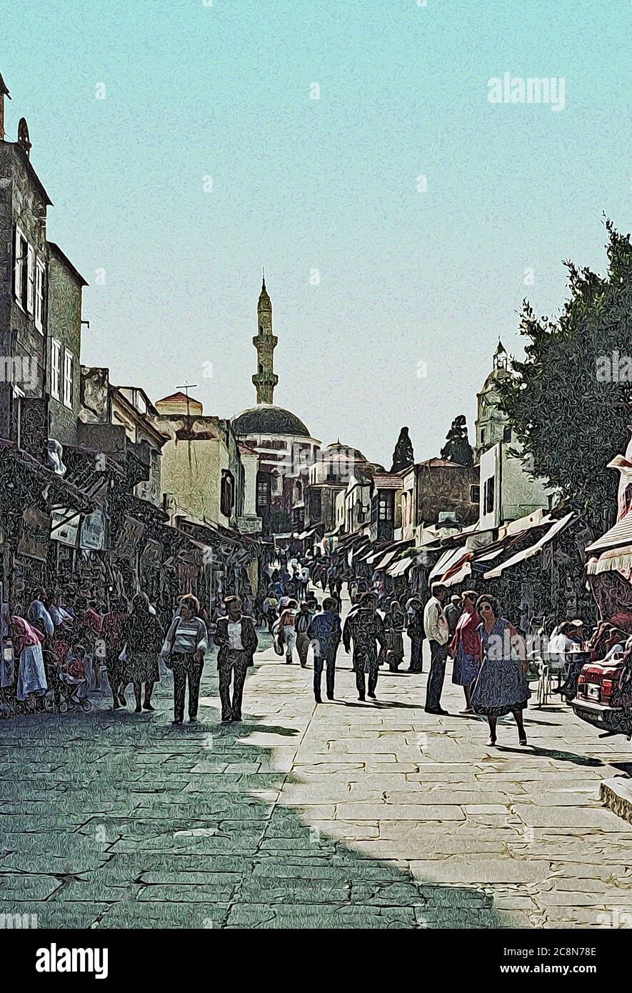 Rodi Grecia archivio Foto illustrazione Shopping a Rodi città vecchia in un pomeriggio occupato Foto Stock