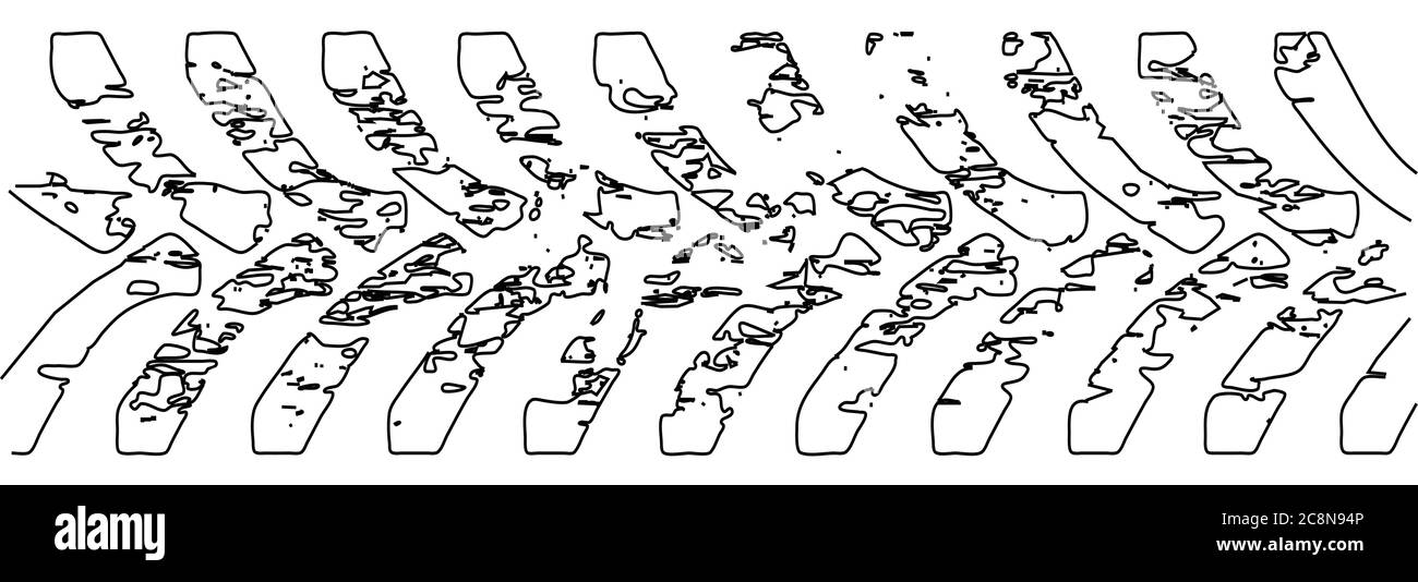 I contrassegni degli pneumatici del trattore sono isolati su uno sfondo bianco Illustrazione Vettoriale