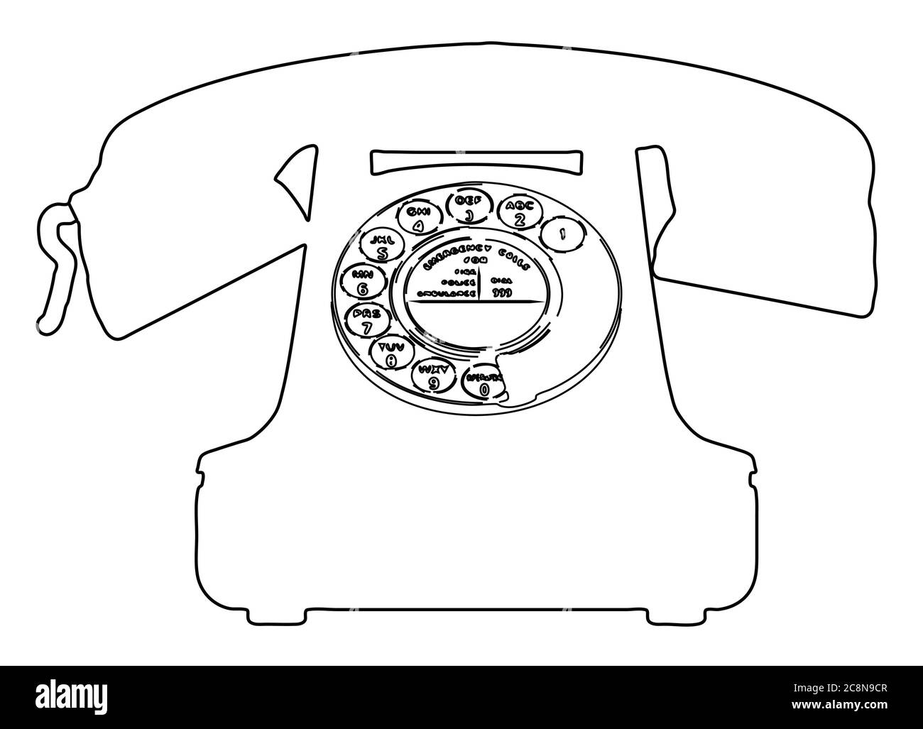 Un grande profilo di un telefono tradizionale hot line vecchio stile Illustrazione Vettoriale