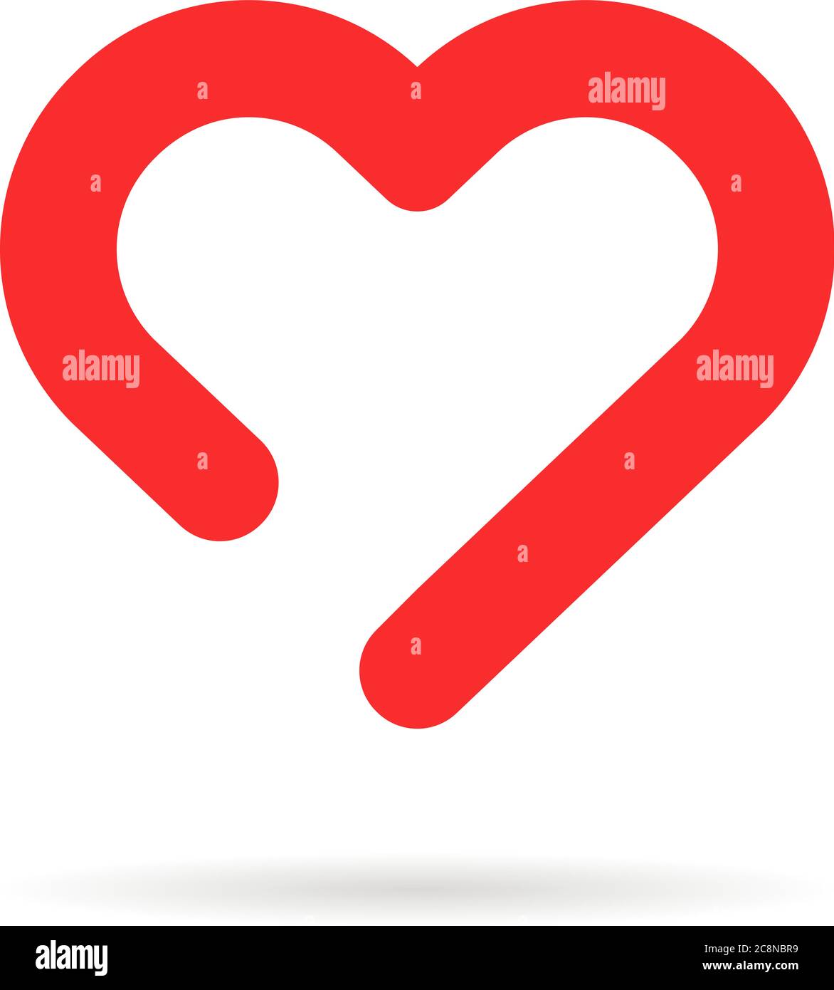 cuore di giorno di valentine felice lineare rosso Illustrazione Vettoriale