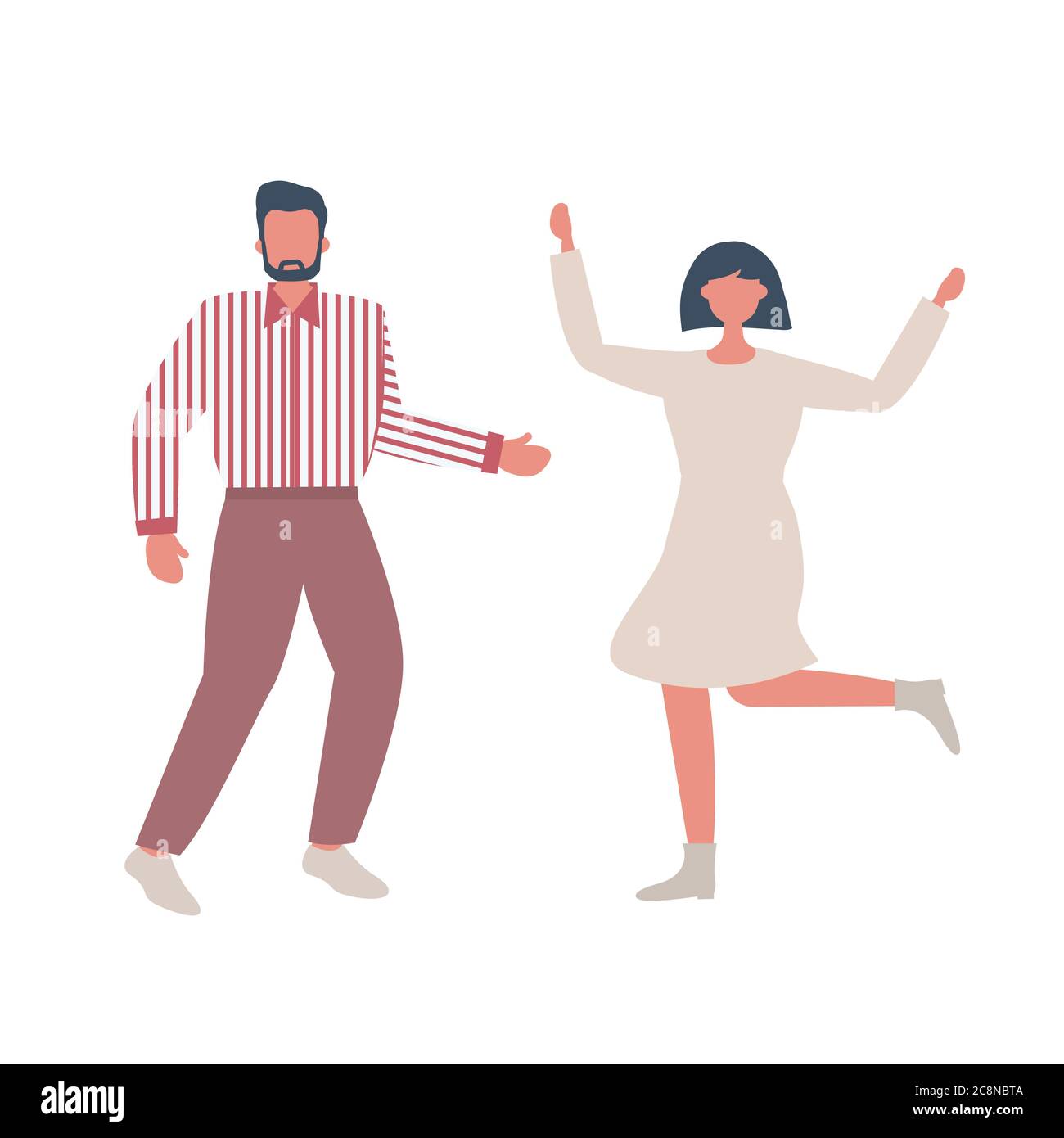 Gente che balla. L'uomo e la donna gioiscono e ballano. Icone di persone positive. Illustrazione vettoriale Illustrazione Vettoriale