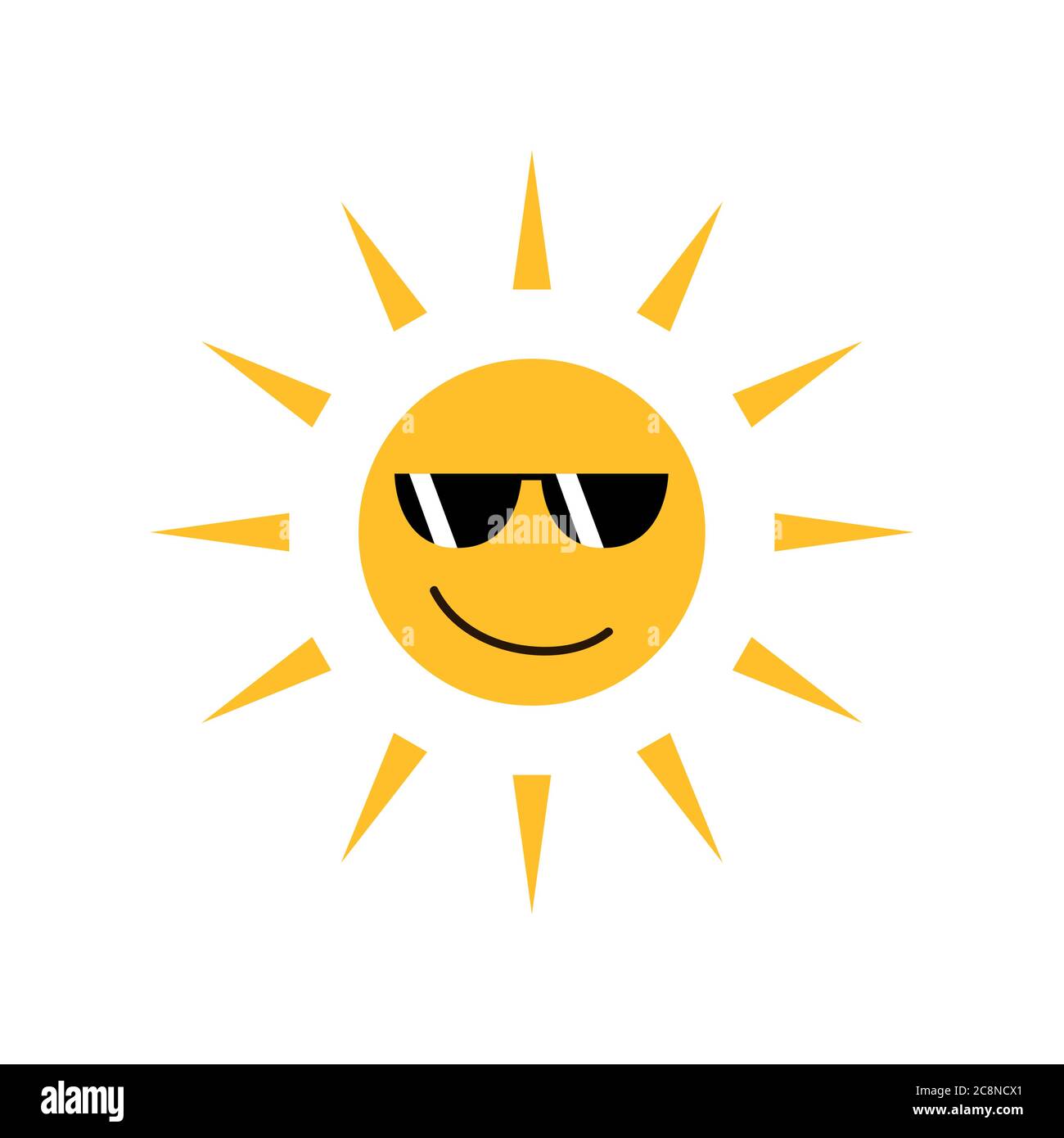 Buon sole divertente con occhiali da sole isolati su bianco vettore illustrazione EPS10 Illustrazione Vettoriale