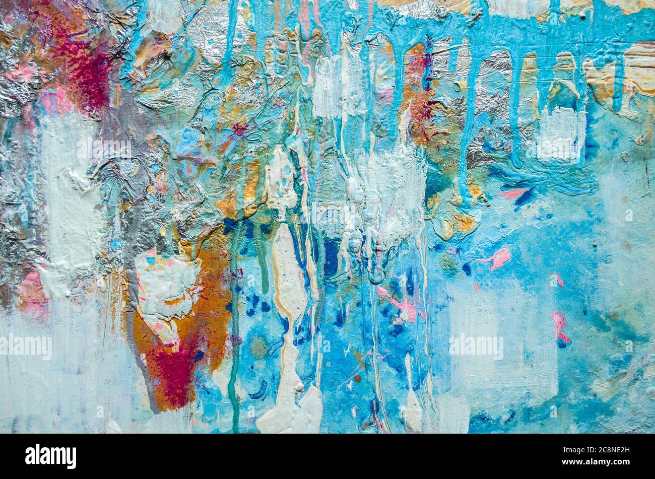 Disegnata a mano di pittura acrilica. L'arte astratta sfondo. Pittura Acrilica su tela di canapa. Colore e struttura. Frammento di opere d'arte. Pennellate di vernice. Ar moderno Foto Stock