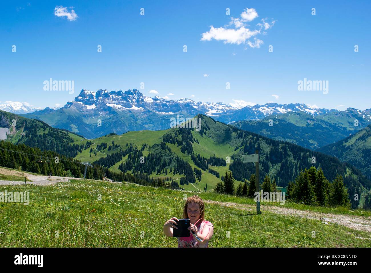 Selfie montagna Foto Stock